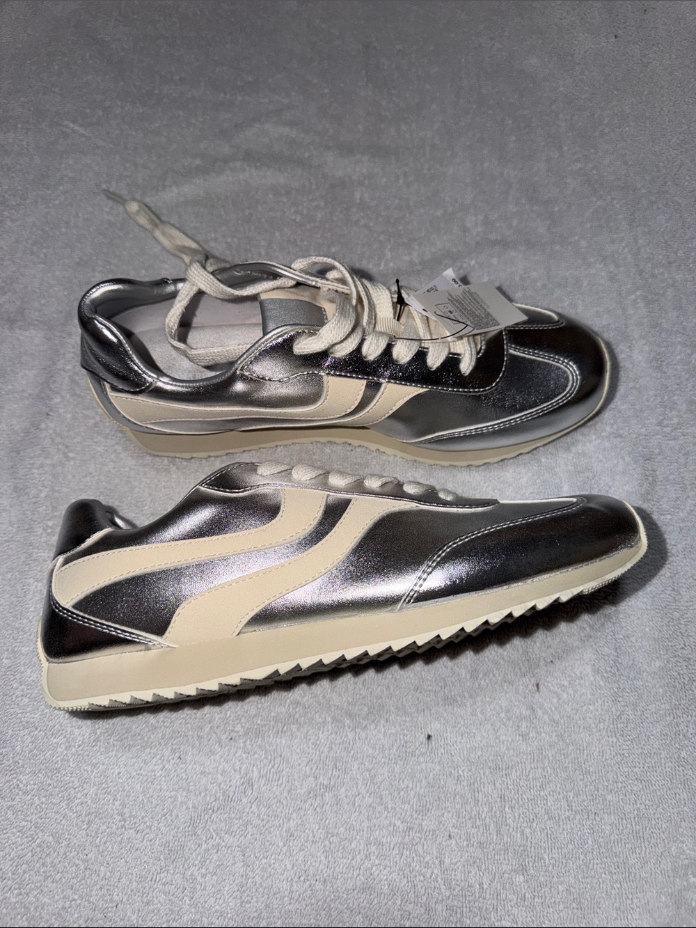 Banana Republic Silver Sneakers with Cream Accents